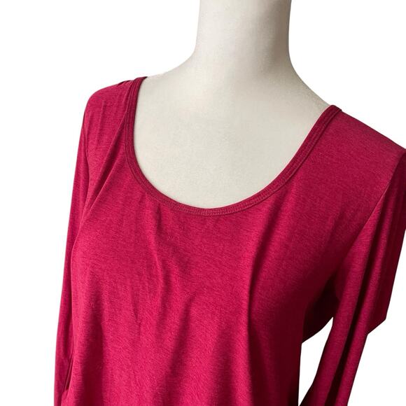 Beyond Yoga Large Yoga Top Long Sleeve Scoop Neck Raspberry Red Pink Tee - Picture 6 of 9